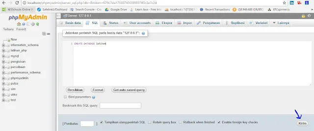 Membuat Database di XAMPP phpmyadmin 4