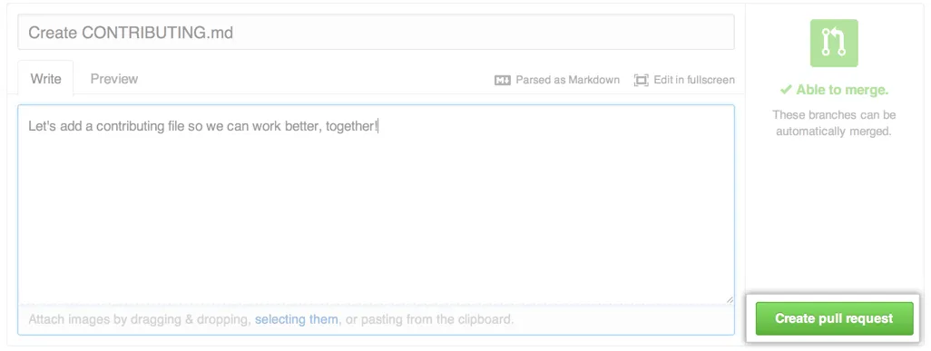 Send Pull Request Button