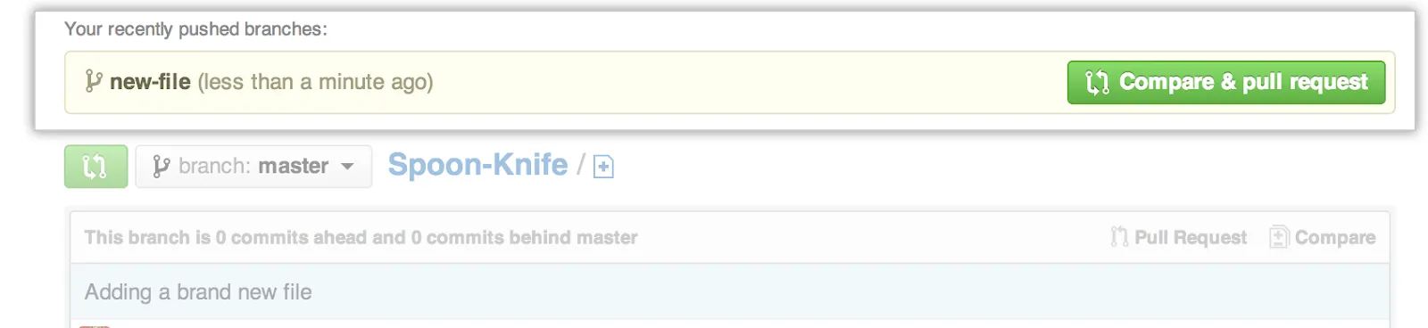 Recently Pushed Branch Banner